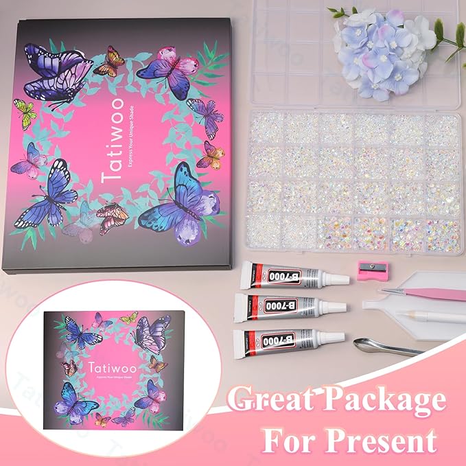 20000Pcs Transparent AB Flatback Resin Rhinestones for Bedazzling, Mix Sizes Crystal Rhinestones Gems, Transparent Gems Bedazzling for Crafting, Flatback Rhinestone for DIY Face Makeup Crafts