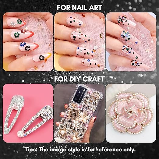 Makartt, 1110 Pcs Rhinestones Set, Black, Round, Multi-Size, Glass or Crystal, for DIY Crafts, Nail Art Supplies Accessories, Christmas Gift