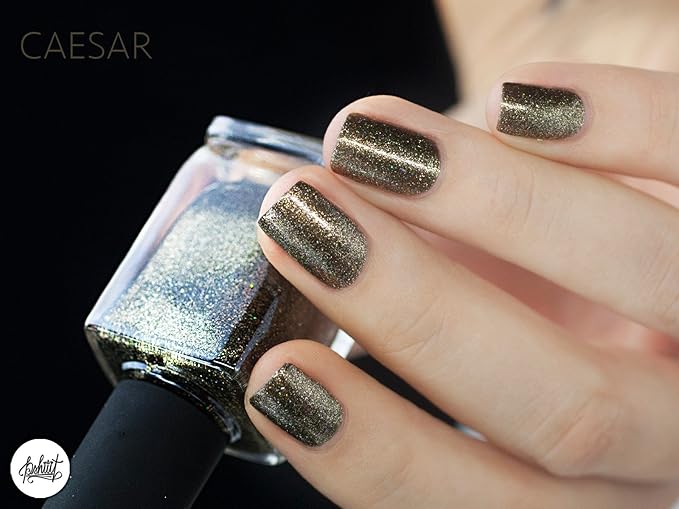 ILNP Caesar - Deep Olive Holographic Metallic Nail Polish
