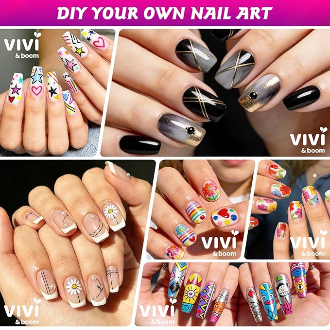 Nail Art Pens, 12 Color 0.7 MM Nail Polish Pens Set Drawing Point Painting Liner Painted Pen Kit, Quick Dry Waterproof Nail for DIY Nails Art Design Manicure Tools