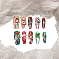 Sun&Beam Nails Handmade Press-on Long Coffin Ballerina Red Green White Brown Christmas 3D Sweet Design Fashion False Nail Tips 10 Pcs Set (#195 XS)