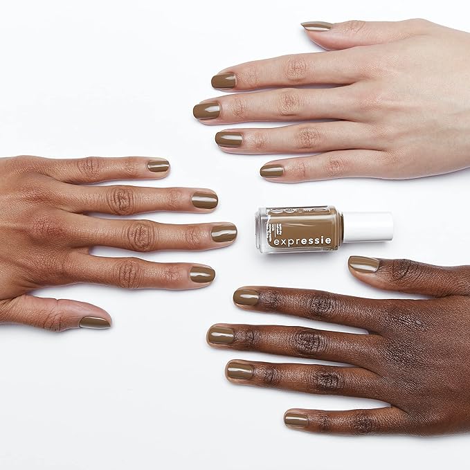 essie expressie Quick-Dry Vegan Nail Polish, Don't Be Latte, Mid Tone Brown, 0.33 Ounce