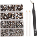 NCB 8000pcs Non Hotfix Rhinestones 10 Sizes Flatback Crystal Glass Rhinestones with Tweezers and Picking Pen for Nail Art Clothes Bags Phone Decorations Crafts DIY (014 Smoked Topaz Mix SS3-SS30)