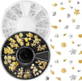 2 Disc Ocean Nail Art Charms, 3D Metal Nails Stickers, Beach Starfish Seashell Decals Manicure DIY Embellishments for Women- Gold& Silver
