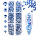 Makartt Blue Nail Rhinestones Flatback Rhinestones Multi-Size Round Crystal Glass Nail Charms Diamonds Nail Jewels for DIY Crafts Makeup Nail Art Supplies Accessories Christmas Gift