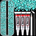 Resin Rhinestones for Crafting with B7000 Jewelry Glue, 1 Box Aquamarine Flatback Crystals with 3Pcs 10ml Glue for Bedazzling Crafts DIY Nail Art Makeup，Non Hotfix Gems for Clothing Shoes