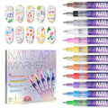 12 Colors Nail Art Pens Set, Nail Art Markers Polish Pens for Nail Art Quick Drying 3D Acrylic Paint Markers for Painting Dotting Liner Pen Nail Salon DIY Design Kit 0.5mm
