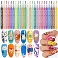 24 Colors Nail Art Pens Set, 3D Nail Polish Pens Quick-Drying Acrylic Paint Markers,For Nail Art Drawing Painting Nail Point Dotting Liner Pen, Nail Design Kit Manicure Tools Home & Salon DIY