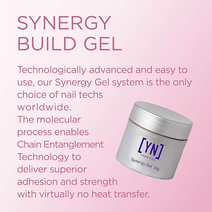 Young Nails Synergy Gel System, Building Gel - Hard Builder Gel, Superior Adhesion & Strength, Structured Nail Gel Builder - Build Gel, Pink, 30g