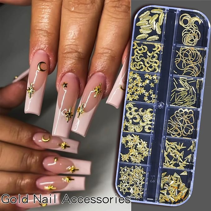 HNUIX Nail Charms - Nail Gems with 6 Boxes of Rhinestones for Nails Art Tools, 3D Charms for Nails, Colorful Clear Flatback Rhinestones, Multi Shape Pearls Jewels Crystals for Craft