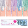 Press on Nails Short 5 Styles, Jofay Fashion 160Pcs Valentines Cat Eye Press on Nails for Women, Reusable Opaque Gel Fake Nails, Square Glue On Nails in 16 Sizes, Island