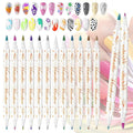 12 Colors Metallic Nail Art Pens Set, Double-Ended Nail Marker Pens for Nail Art Dotting Line Painting Designs, Water Based Quick Dry Paint Markers for DIY Manicure, Home & Salon Use