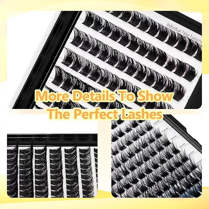 10Rows,Large Pack Grafting Mixed 10-12-14-16mm/14-16-18mm/12-14-16mm Wide Stem Cluster Eyelashes D Curl Individual False Eyelashes Home DIY Eye Lashes Extensions (mixed 14-16-18mm)