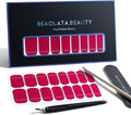 Nail Polish Strips, 32PCS Salon Quality Wraps, Long Lasting Gel Nail Stickers for Women Easy Apply& Remove (Berry Rhapsody Dark Red)