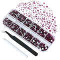 4240Pcs Fuchsia Flatback Rhinestones 6 Sizes Crystal Diamonds for Nail Art Crafts Clothes Shoes with Tweezers and Picking Pen