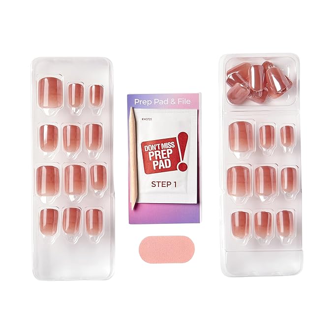 KISS imPRESS No Glue Mani Press On Nails, ColorFX, 'Last Call', Pink, Short Size, Squoval Shape, Includes 30 Nails, Prep Pad, Instructions Sheet, 1 Manicure Stick, 1 Mini File