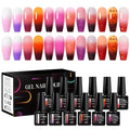 MEET ACROSS Color Changing Gel Nail Polish Set, 12 Temperature Mood Changing Colors Pink Orange Purple, Soak Off UV Light Cure Gel Polish for Salon and Nail Art DIY at Home