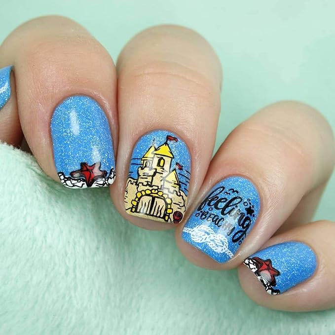 Whats Up Nails - B056 Coasting to the Sea Stamping Plate for Nail Art Design