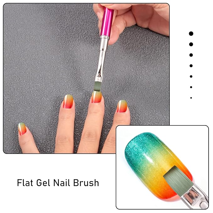 DANNEASY Nail Art Brushes for Gel Polish, Flat Nail Polish Clean Up Brushes For Cleaning Polish Mistakes on the Cuticles, Gel Nails Art Brush Design Tools Acrylic Manicure Brushes