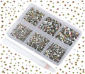 Bymitel 7200 Pieces 6 Mixed Sizes Glue Fix on Glass Rhinestones Round Crystal Gems Flatback for DIY Jewelry Making with one Picking Pen(6-Sizes 7200PCS, Vitrail Medium)