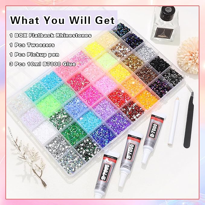 RODAKY Resin Jelly Rhinestones for Bedazzling Crafting,40 Color Rhinestones for Nails Art,3MM Nail Rhinestone and Gems,Nail Diamond Flatback Gems Crystals Charms for Nail Design DIY Makeup Decor