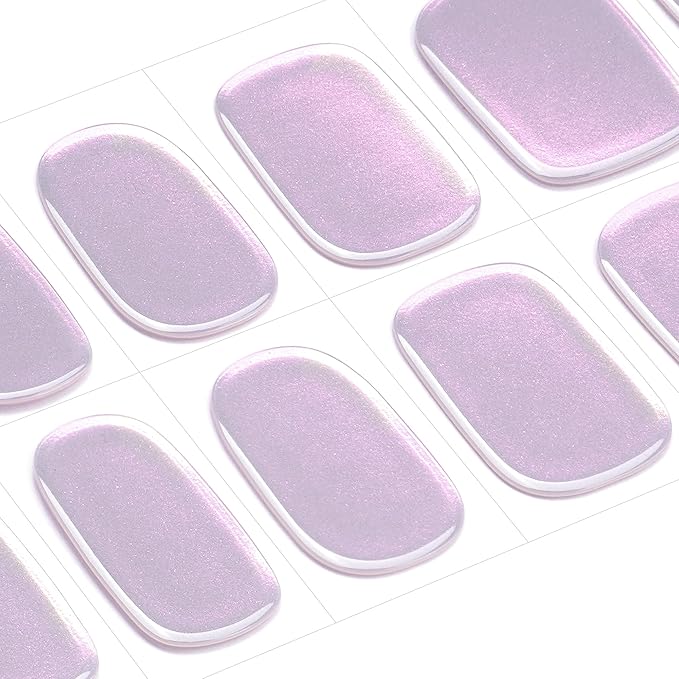 DANNI & TONI Semi Cured Gel Nail Strips Light Purple Chrome Mirror Gel Nail Wraps 28 Stickers | Aurora Glow