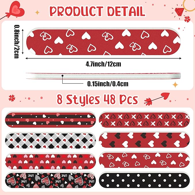 H1vojoxo Happy Valentine’s Day Nail Files - 48pcs Heart Double Sided Emery Boards Galentine's Day Party Nail Files Favor Valentines Galentine Gift for Girl Employee Coworker Appreciation Teacher Staff