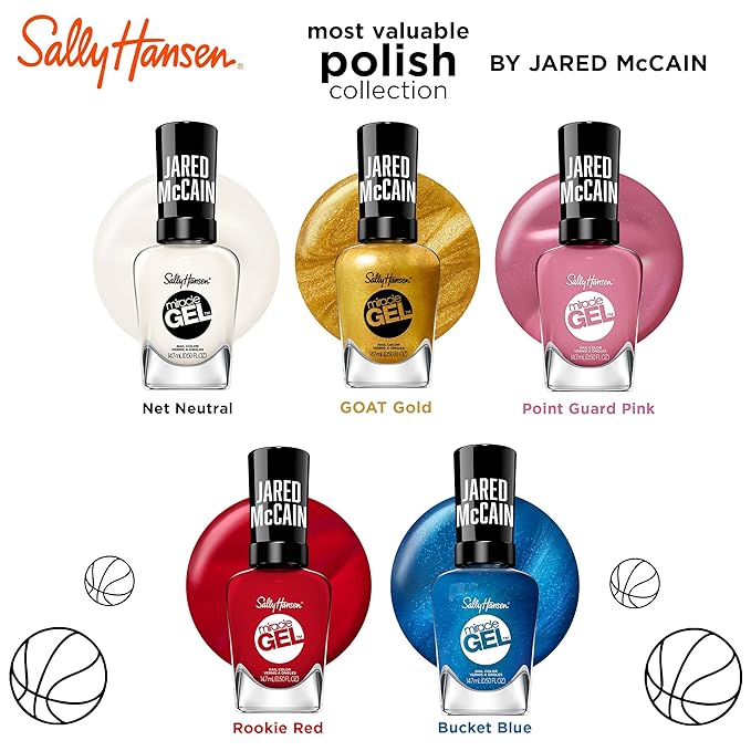 Sally Hansen Miracle Gel™ x Jared McCain, Bucket Blue, Long Lasting, Gel-Like Formula, No UV Lamp Needed, Blue Nail Polish