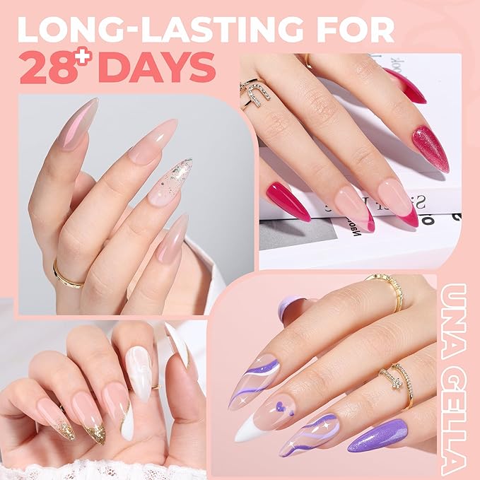 UNA GELLA Stiletto Gel Nail Tips: Full Cover 312Pcs No C Curve Halloween Stiletto Nail Tips Pre-buff Press On Nails Half Matte Almond Gel Tips for Nail Extension DIY Salon 12 Sizes