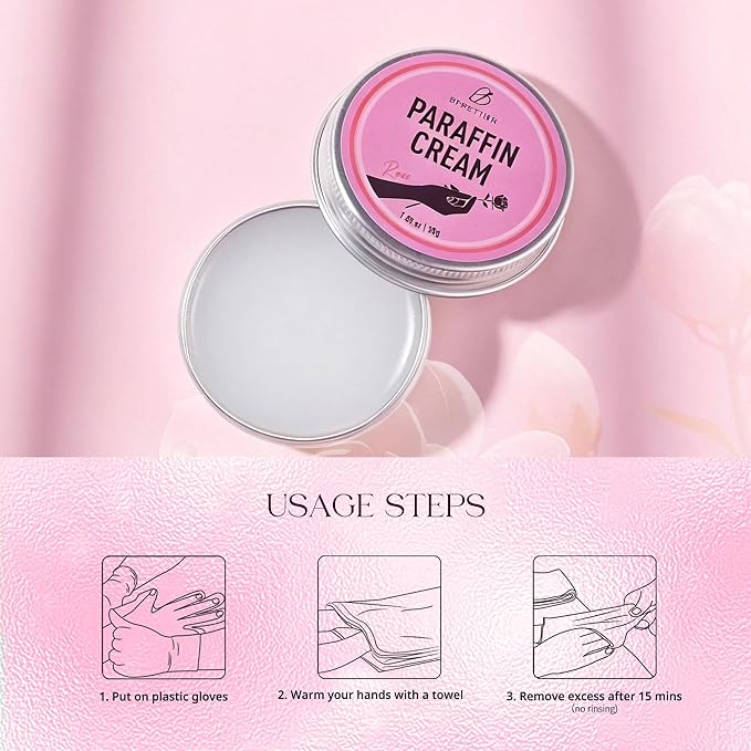 Cold Paraffin Wax Cream for Hands and Feet, Shea Butter Cuticle Balm, Rose Scent Home Spa, No-Heat Moisturizing Mask