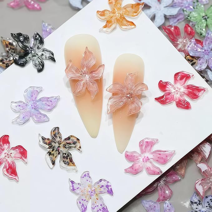 120PCS Nail Charms Alloy Sliver Butterfly Gauze Butterfly Charm Soft Crystal Flower for Nails Design，3D Y2k Nail Jewels Bulk Nail Art Decor Set