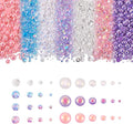 3400Pcs Flatback Resin Pearls Rhinestones, Mermaid Nail Gems AB Color Faux Pearl Beads Rhinestone Cabochons with Pickers Pen Tweezers for Nail Art Makeup
