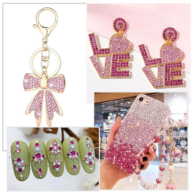 18000 Pcs Pink Flatback Resin Jelly Rhinestones for Crafting, 3-6 mm Pink Bedazzling Rhinestones, 6 Color Jelly Resin Rhinestone Bedazzled Gems for Crafts Face Makeup DIY Jewelry