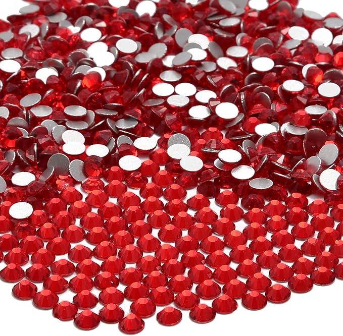 NCB 1500pcs Flatback Round Glass Nail Art Rhinestones Crystal for DIY Making Accessories Shoes, Clothes, Face Art, Bags, Manicure (Siam, SS16 1500pcs)