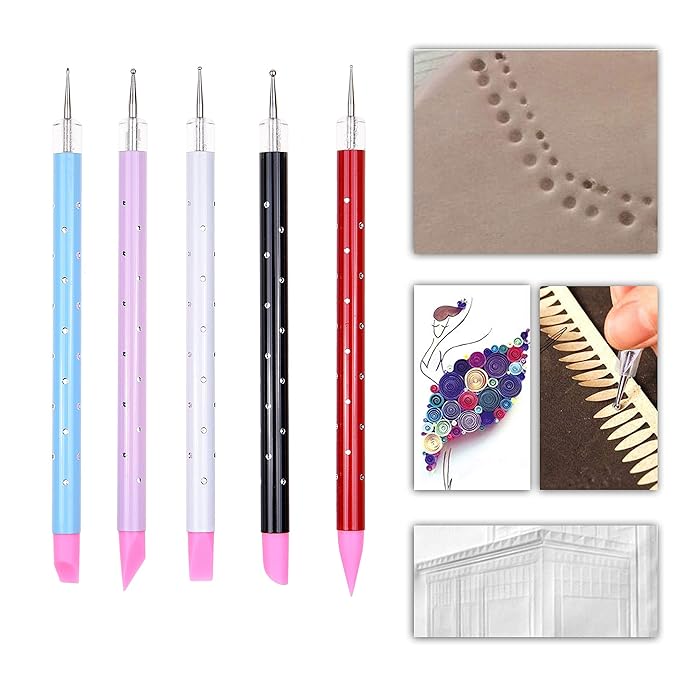 Kare & Kind Nail Art Design Dotting Painting UV Gel Pen Tools - 20x Nail Art Accessories - 15x Nail Art Brushes, 5x Double Ended Sculpting and Dotting Pen - DIY, Home, Salon, Professional Use