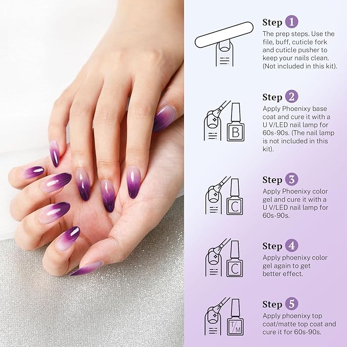 PHOENIXY 24 PCS Gel Nail Polish Set, 21 Colors Gel Nail Polish Kit with Base Glossy Matte Top Coat Black Gray Red Valentine Nail Kit Gifts for Women