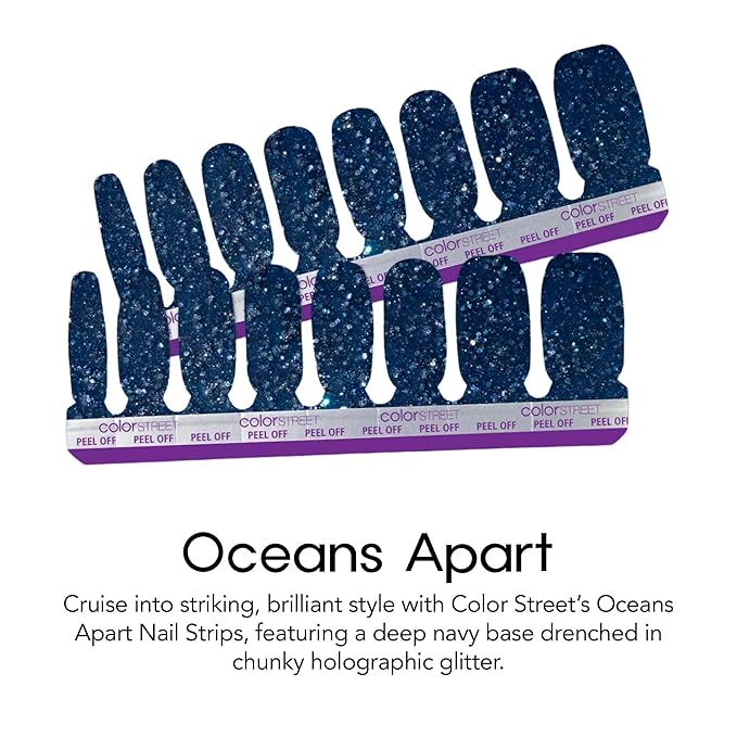 Color Street Oceans Apart Glitter Nail Strips