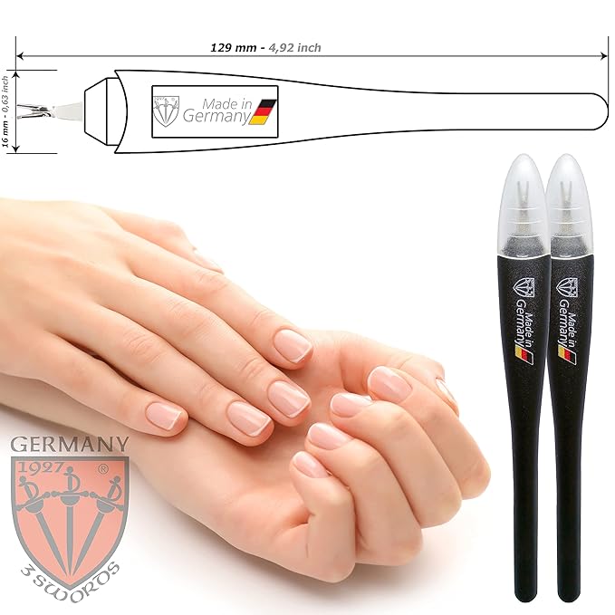 3 Swords Germany - Brand Quality Cuticle Knife Trimmer Remover Cutter (DELIVERY 2 Pieces) Manicure Pedicure Grooming for Professional Finger & Toe Nail Care by 3 Swords, Made in Solingen Germany