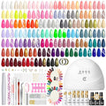 PEACECOLOR Gel Nail Polish Kit with U V Light 82PCS, 56 Colors Gel Polish Set with Cat Eye Gel Nail Polish 4Pcs Glossy/Matte/Glitter Top Base Coat Rhinestones Manicure Kit Gifts for Women Salon Home
