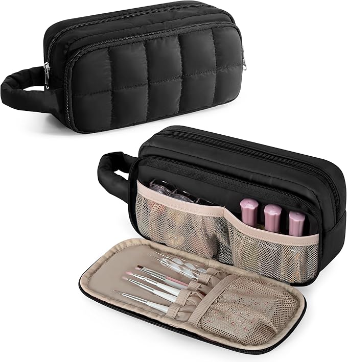 LUXJA Puffy Nail Polish Organizer Case Holds 12-18 Bottles (15ml/0.5 fl.oz), Lightweight Nail Polish Storage with Pockets for Manicure Kit (Bag Only), Black