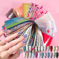 300 Sheets Nail Foils Transfer Nail Art Stickers Flower Butterfly Aurora Gradient Marbling Nail Foil Sheets Leopard Print Transfer Foil for Nails Decoration
