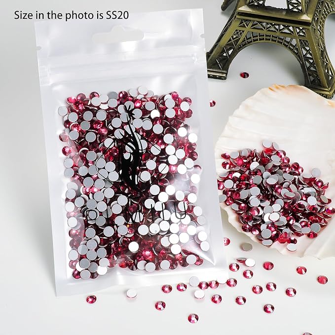 720pcs Flat Back Rhinestones Glitter Round Crystal Gems Glass Rhinestones for Crafts Nail Art Clothes Shoes DIY Decorations, Rose, SS20, 4.6-4.8mm