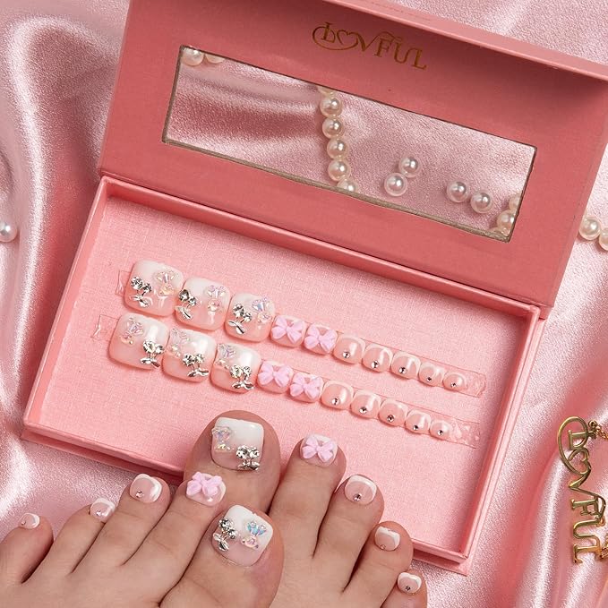 LOVFUL Handmade Acrylic Press on Toenails Gummy Bear | Salon Quality 20 PCS Free Size Toe Nails | Reusable Fake Nails for Toe | T26