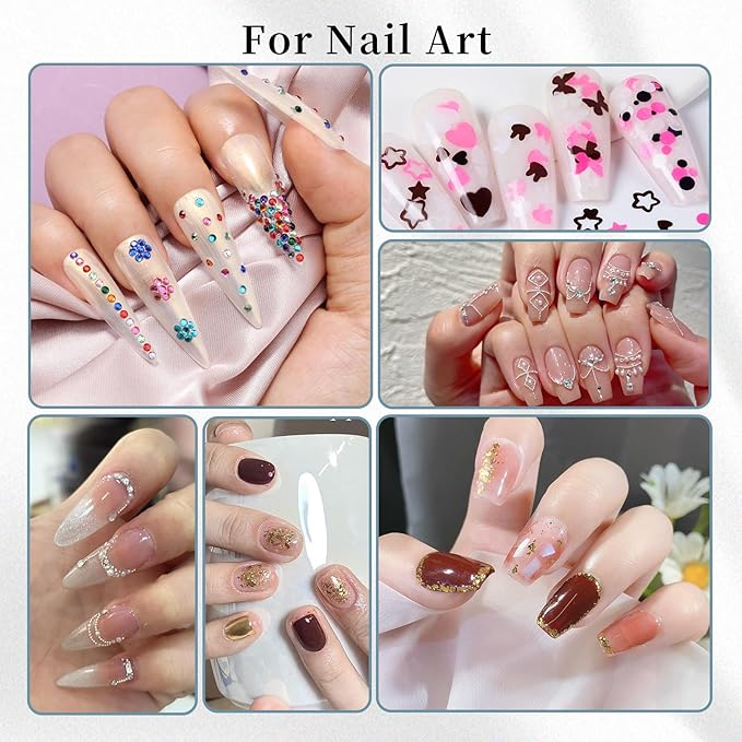 Nail Art Brushes Set,Nail Art Kit for Beginners,Brushes Dotting Pens with Striping Tape,Mini Caviar Beads,Rhinestones,Pearls,Foil Flakes,Sequins,Stickers Manicure Design Tools(Black)