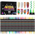 Kalolary 48 Colors Nail Art Pens Set,24PCS 3D Nail Polish Pens Double-Ended Acrylic Paint Pen Nail Art Markers Quick-Drying Nail Art Tools for Dotting Drawing Painting DIY Nail Art Beauty Manicure（F）