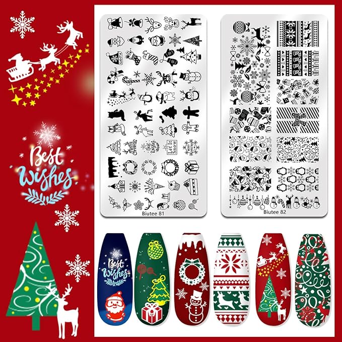 Biutee Nail Stamping Plate Set 12Pcs Nail Art Stamping Plates Nail Stamping Kit Nail Stamper Kit Flower Leaves Animal Lace Star Design Nail Stamp Plate