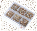 Bymitel 7200 Pieces 6 Mixed Sizes Glue Fix on Glass Rhinestones Round Crystal Gems Flatback for DIY Jewelry Making with one Picking Pen(6-Sizes 7200PCS, Lt. Peach)