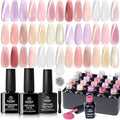 Beetles Cat Eye Gel Polish Set - 20 Colors Jelly Cat Eye Gel Nail Kit, Glowy Grace Nude White Pink Purple Base Colors, Soak Off UV Glitter Trend Nails Charms Spring Gift for Women