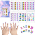 SIUSIO 124 Pcs 6 Pack Children Acrylic Fake Nails Press on Cute Pre-glue Full Cover Glitter Gradient Color Rainbow Short Kids Stick On False Nail Art Kits Set for Kids Little Girls - Dreamy Fairy