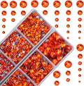4000pcs Mixed Size Hot Fix Round Crystals Gems Glass Stones Hotfix Flat Back Rhinestones (Orange)